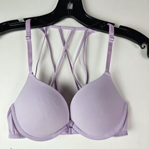 Xhilaration Underwire Strappy‎ Bra T-Shirt Lavender Purple Size 32B Front Close